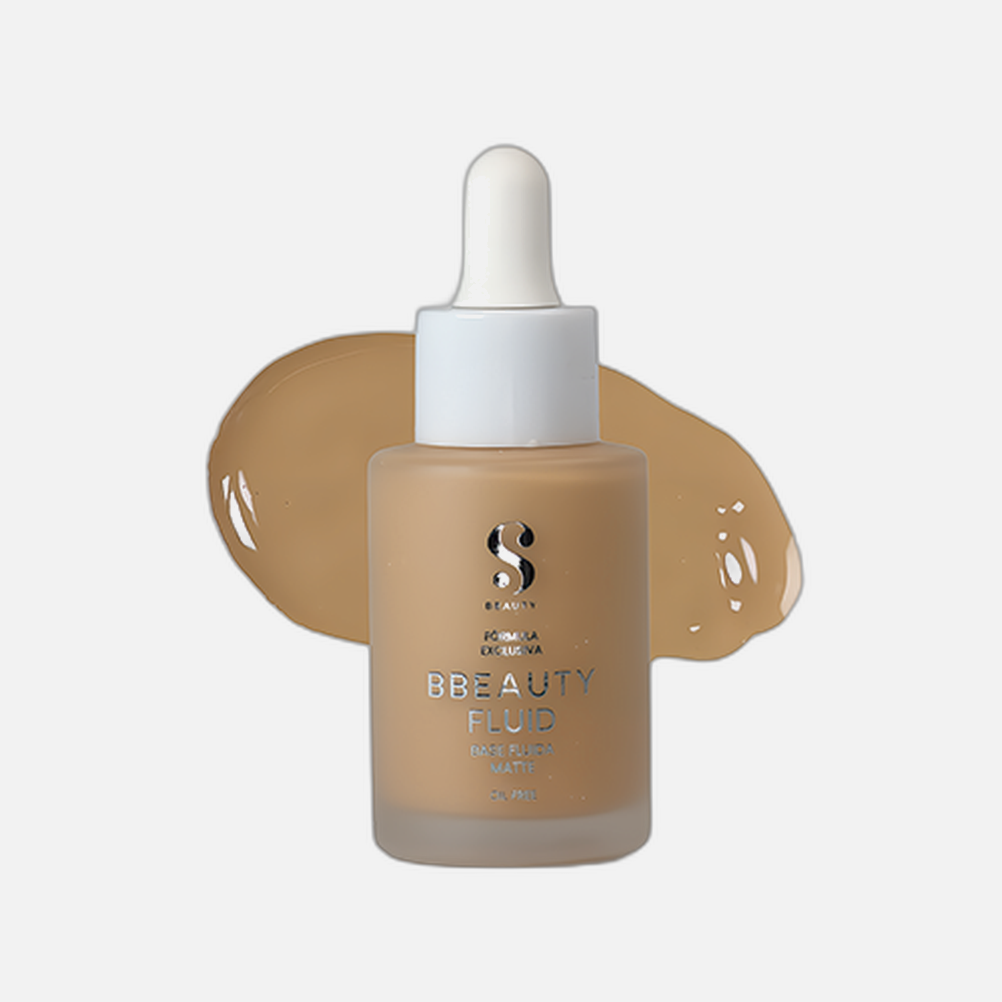 Base Fluida bBeauty Fluid · numeração 05 · garrafa com smear da cor