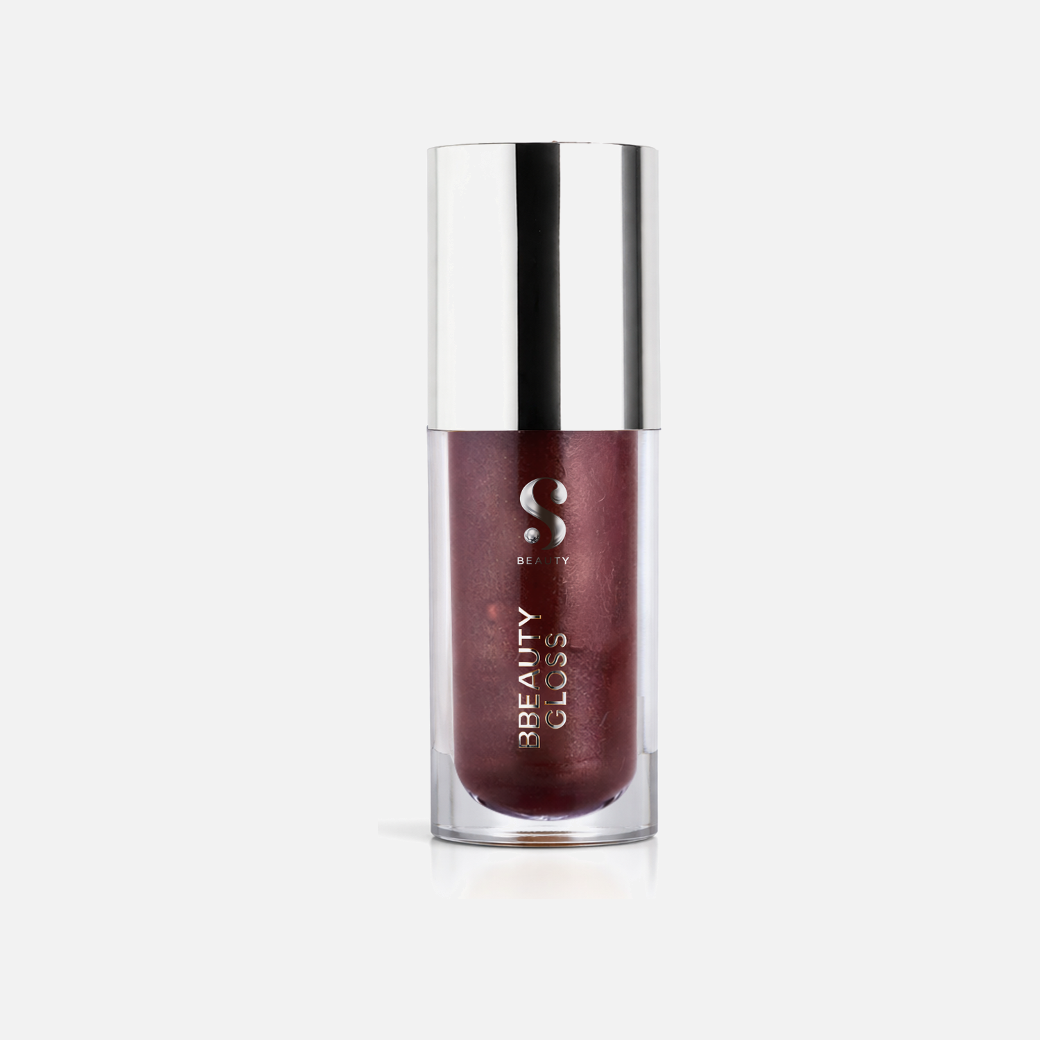 Gloss Labial Mineral bBeauty Jasper Marrom frasco em fundo cinza claro