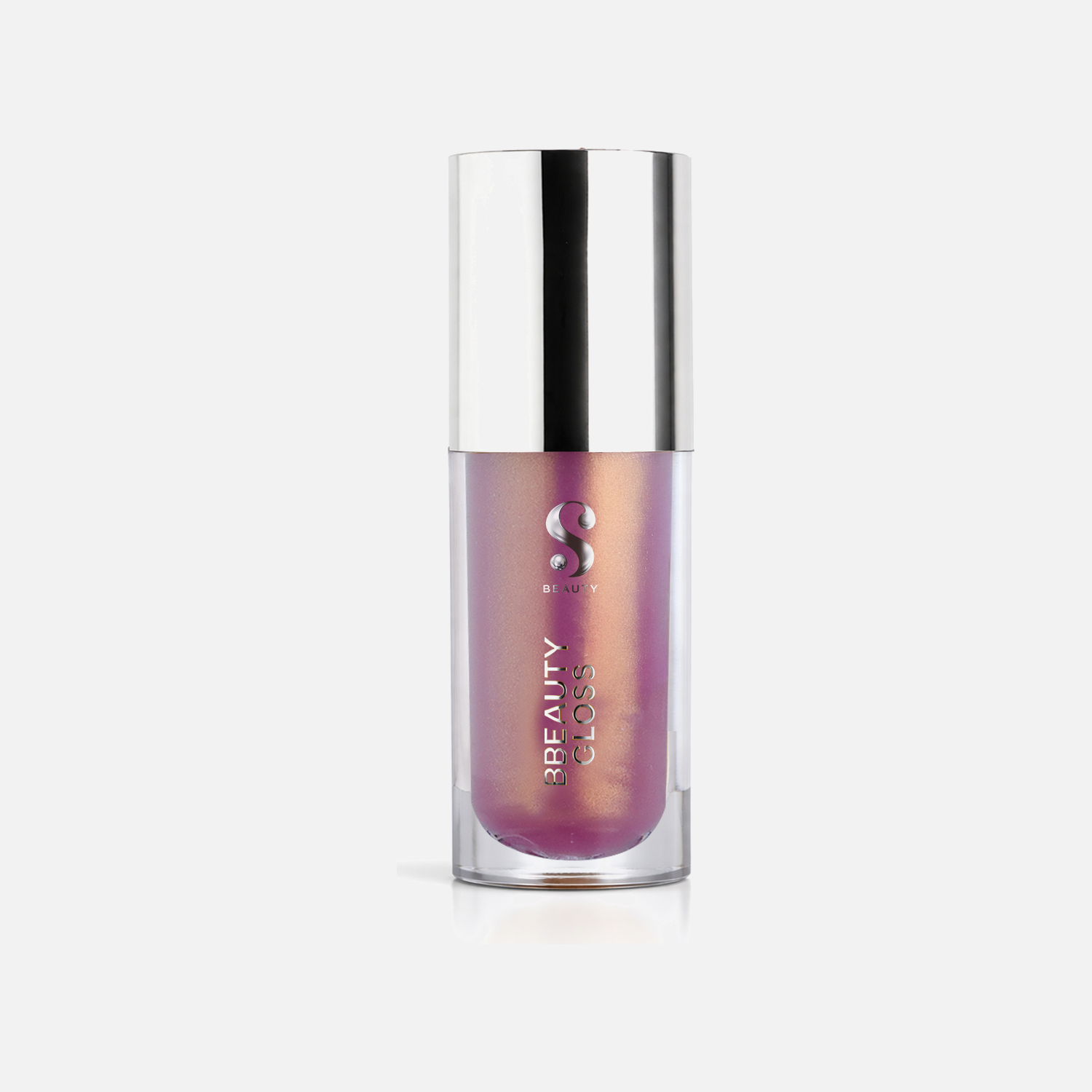 Gloss Labial Mineral bBeauty Quartzo Rosa frasco em fundo cinza claro