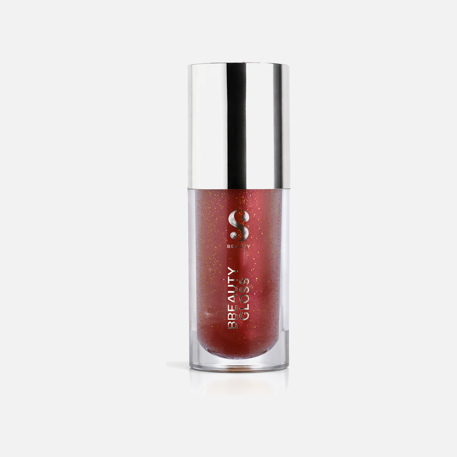 Gloss Labial Mineral bBeauty Ruby frasco em fundo cinza claro