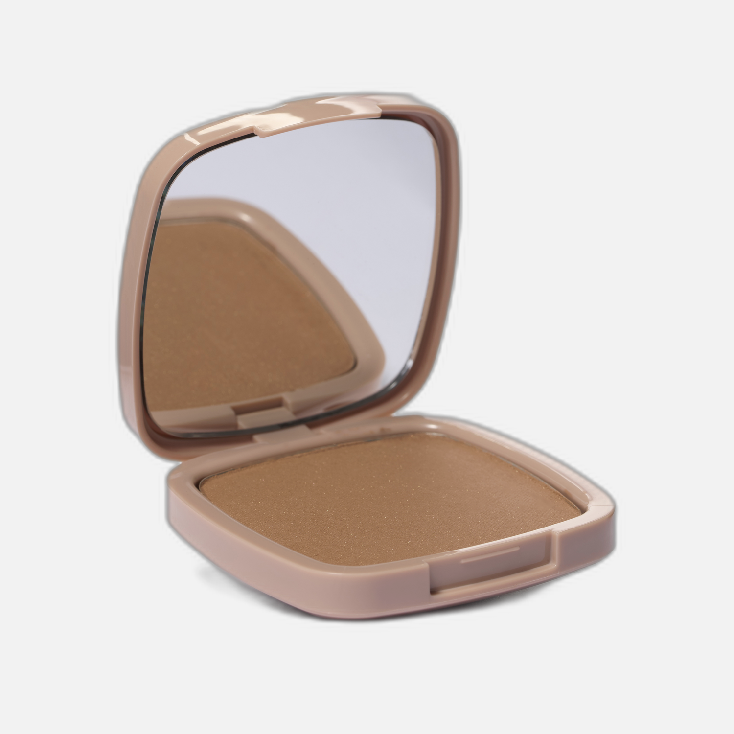 Pó Compacto Pupinha · hero F2F2F2 · produto aberto mostrando bronze caramelo