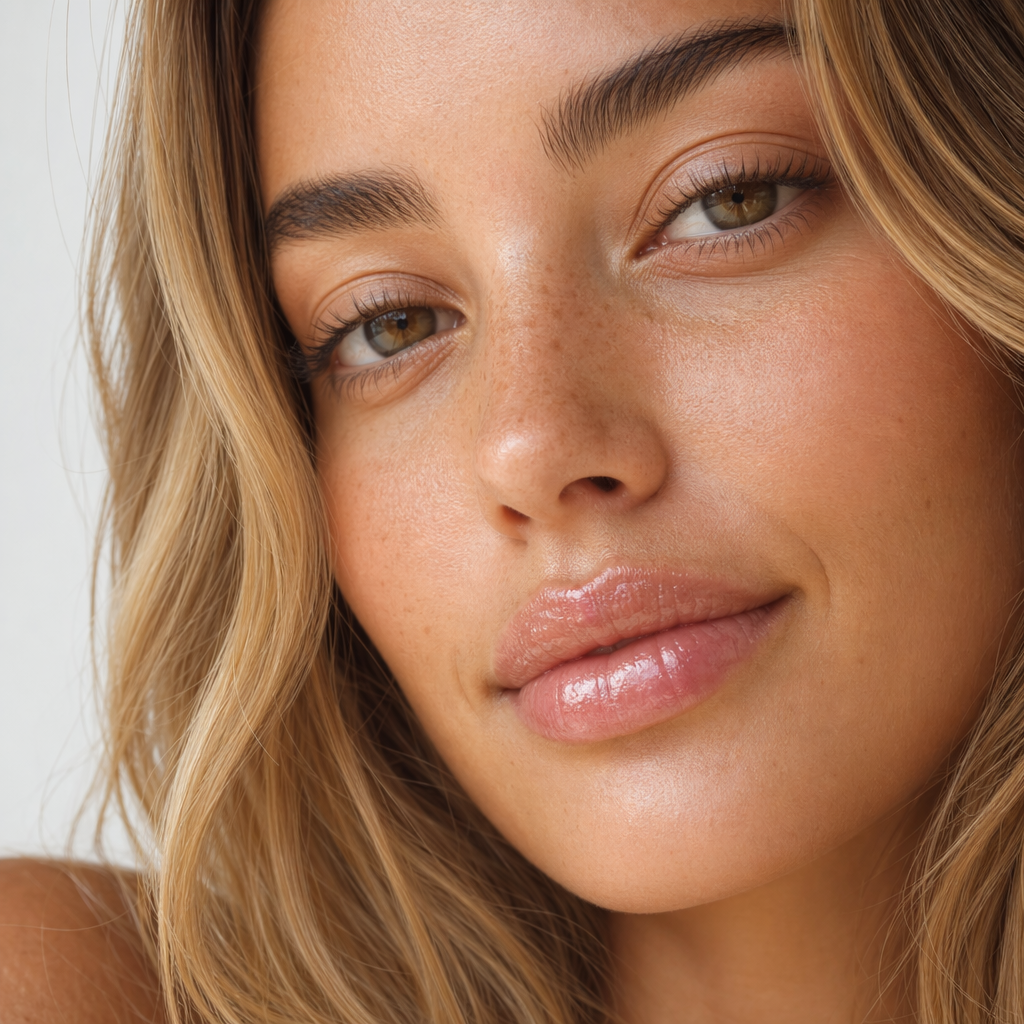 Lip Oil Hydra · brasileira loira lábios hidratados